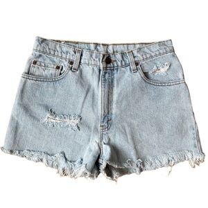 Levi 550 Cutoff High Rise Distressed Shorts. Light Blue. Size 11 #305